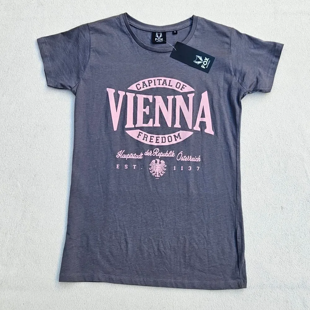 Fox Gray Vienna Graphic T-Shirt Size S - Picture 3 of 10